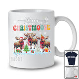 Merry Christmoose; Colorful Christmas Groovy Santa Reindeer Elf Moose; X-mas Lights T-Shirt