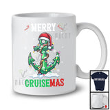 Merry Cruisemas; Colorful Christmas Lights Santa Anchor; Snowing Boat Cruise Sailing Pontoon T-Shirt