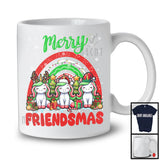 Merry Friendmas, Amazing Christmas Three Unicorn Magical Santa ELF, Rainbow Snowing T-Shirt