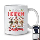Merry Heifen Christmas; Joyful X-mas Lights Three Santa Cows; Farm Animal Farmer T-Shirt