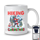 Merry Hiking; Joyful Christmas Lights Santa Hiking Lover; X-mas Snowing Around T-Shirt