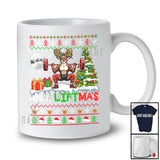 Merry Liftmas; Humorous Christmas Muscle Reindeer Weightlifting; Sweater Gym Workout Group T-Shirt