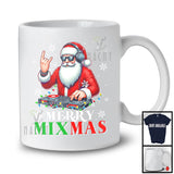 Merry Mixmas; Cheerful Christmas Lights Santa DJ Sunglasses; Music Lover Snowing Around T-Shirt