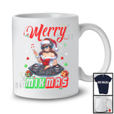 Merry Mixmas; Joyful Christmas Women Santa DJ Dancer; Snow Matching X-mas Music Lover T-Shirt