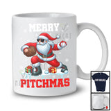 Merry Pitchmas; Awesome Christmas Snowing Santa Playing Baseball; Pitcher Sport Team T-Shirt