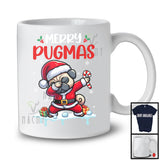 Merry Pugmas; Fantastic Christmas Santa Pug Dabbing; Snow Around Family Group T-Shirt