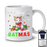 Merry Ratmas; Humorous Christmas Reindeer Santa Rat; Matching X-mas Animal Lover T-Shirt