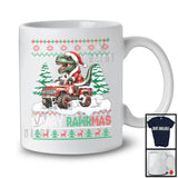 Merry Rawrmas; Merry Christmas Snow Santa T-Rex Dinosaur Driving Monster Truck; Sweater T-Shirt