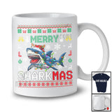 Merry Sharkmas; Fantastic Christmas Sweater Lights Santa Reindeer Shark; Family Group T-Shirt