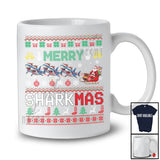 Merry Sharkmas; Fantastic Christmas Sweater Santa Sleigh Reindeer Shark; Family Group T-Shirt