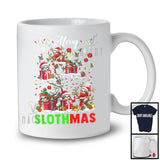 Merry Slothmas; Humorous Christmas Reindeer Elf Santa Sloth On Christmas Tree; X-mas Animal T-Shirt