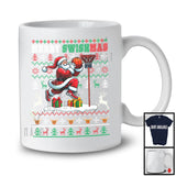 Merry Swishmas; Joyful Christmas Sweater Santa Playing Basketball; Sport Player Snowing T-Shirt