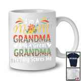 Mom Grandma And Great Grandma Nothing Scares Me, Lovely Mother's Day Leopard Flowers T-Shirt