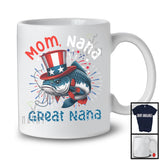 Mom Nana Great Nana, Amazing 4th Of July Catfish Sea Animal, Patriotic Family Group T-Shirt
