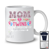 Mom Of Twins, Awesome Mother's Day Flowers Baby Footprints, Leopard Matching Family Group T-Shirt