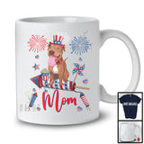 Maman, adorable fête des mères 4 juillet Pit Bull avec feux d'artifice, T-shirt patriotique drapeau américain