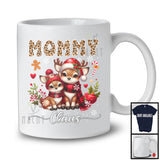 Mommy Claus; Lovely Christmas Leopard Plaid Reindeer Lover; X-mas Snowing Family Group T-Shirt
