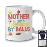 Mother Of Boys Surrounded By Balls, Humorous Mother's Day Football Baseball, Sport Player T-Shirt