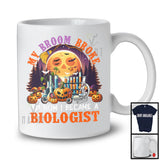 My Broom Broke I Became A Biologist, Happy Halloween Moon Witch, Skull Carved Pumpkins T-Shirt