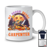 My Broom Broke I Became A Carpenter, Happy Halloween Moon Witch, Skull Carved Pumpkins T-Shirt