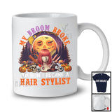 My Broom Broke I Became A Hair Stylist, Happy Halloween Moon Witch, Skull Carved Pumpkins T-Shirt