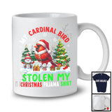 My Cardinal Bird Stolen My Christmas Pajama Shirt; Adorable X-mas Tree Snow; Santa Bird Lover T-Shirt