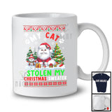 My Cat Stolen My Christmas Sweater; Lovely Santa Animal With X-mas Tree Snowing T-Shirt