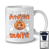My Favorite Pumpkins Call Me Auntie; Cheerful Halloween Plaid Pumpkin; Family Group T-Shirt