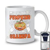 My Favorite Pumpkins Call Me Grandpa; Cheerful Halloween Plaid Pumpkin; Family Group T-Shirt