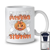 My Favorite Pumpkins Call Me Stepmom; Cheerful Halloween Plaid Pumpkin; Family Group T-Shirt