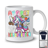 My First Day Of Kindergarten, Adorable Back To School Plaid Unicorn Dabbing, Girls Students T-Shirt