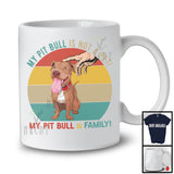 My Pit Bull Is Family, Lovely Vintage Retro Pit Bull Owner Lover, Matching Family Group T-Shirt