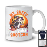 My Sheep Rides Shotgun, Humorous Halloween Costume Witch Farm Animal, Family Farmer T-Shirt