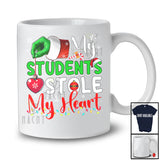 My Students Stole My Heart; Humorous Christmas Lights Movie Green Santa Hand; Teacher Family T-Shirt