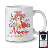 Nana Of A Spoiled Dog, Floral Mother's Day Flowers Matching Beagle Lover, Family Group T-Shirt