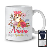 Nana Of A Spoiled Dog, Floral Mother's Day Flowers Matching Corgi Lover, Family Group T-Shirt