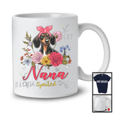 Nana Of A Spoiled Dog, Floral Mother's Day Flowers Matching Dachshund Lover, Family Group T-Shirt