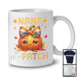 Nana Of The Patch; Adorable Thanksgiving Pumpkin Face; Fall Leaves Family Group T-Shirt