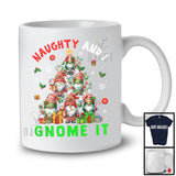 Naughty And I Gnome It; Humorous Christmas Gnomies X-mas Tree Lights; Family Group T-Shirt
