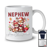 Nephew Claus; Lovely Christmas Red Plaid Reindeer Lover; X-mas Snowing Family Group T-Shirt