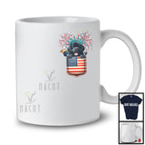 Newfoundland in American Flag Pocket, Adorable 4th Of July Newfoundland Owner, Patriotic T-Shirt