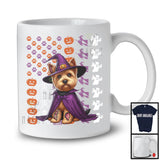 Norwich Terrier Witch On American Flag, Adorable Halloween Pumpkin Paws, Patriotic Group T-Shirt