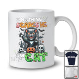 Nothing Scares Me I'm A Cat, Scary Halloween Skeleton Cat Owner Lover, Zombie Skulls T-Shirt