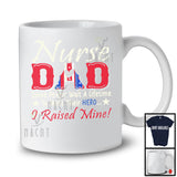 Nurse Dad I Raised Mine, Proud Father's Day American Flag Heart, Matching Family Group T-Shirt