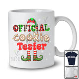 Official Cookie Baking Team Captain; Joyful Christmas Lights Plaid Elf Hat Feet; Baking Baker T-Shirt