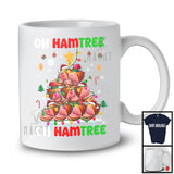Oh Hamtree; Humorous Christmas Lights Tree Snowing Around; Matching Food Lover T-Shirt