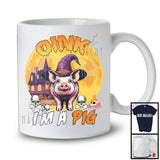 Oink I'm A Pig, Scary Halloween Costume Farm Animal Farmer Lover Moon, Witch Family T-Shirt