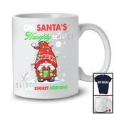 On Santa's Naughty List And Regret Nothing; Amazing Christmas Gnome Gnomies; X-mas Lights T-Shirt