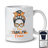 One Thankful Nana; Wonderful Thanksgiving Autumn Pumpkin Nana Women Face; Family T-Shirt