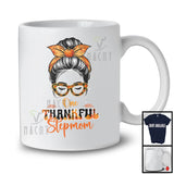 One Thankful Stepmom; Wonderful Thanksgiving Autumn Pumpkin Stepmom Women Face; Family T-Shirt